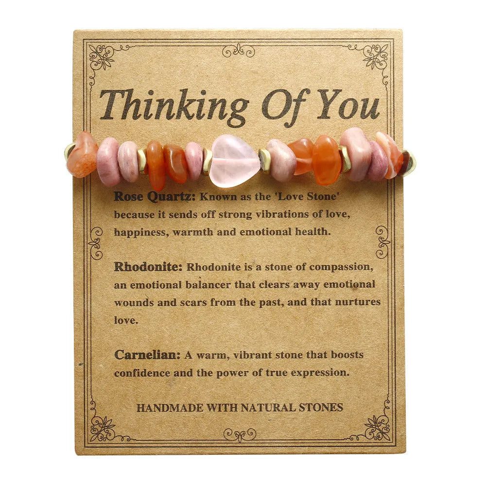 Handmade geometric stone bead bracelet with adjustable closure on wrist
