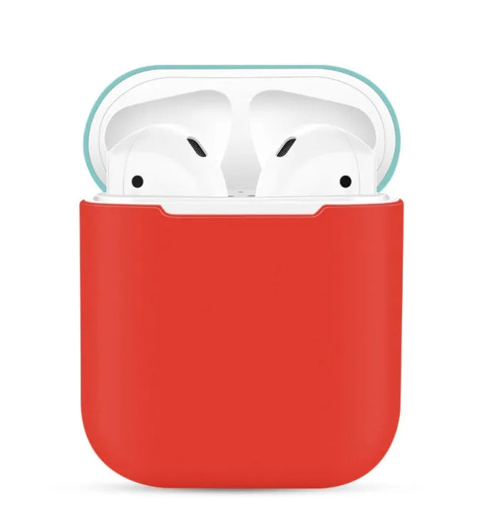 Silicone protective sleeve for AirPods charging case in split design showing colour options