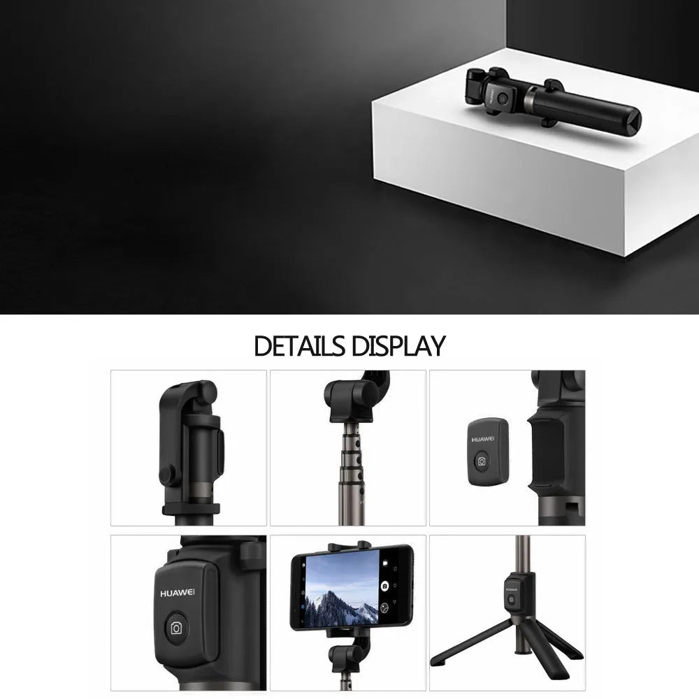 AF15 Bluetooth wireless selfie stick tripod folded to 186mm, black plastic construction