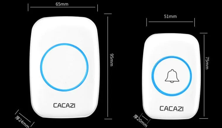 Wireless doorbell transmitter and receiver unit with 300m range and 36 melody options