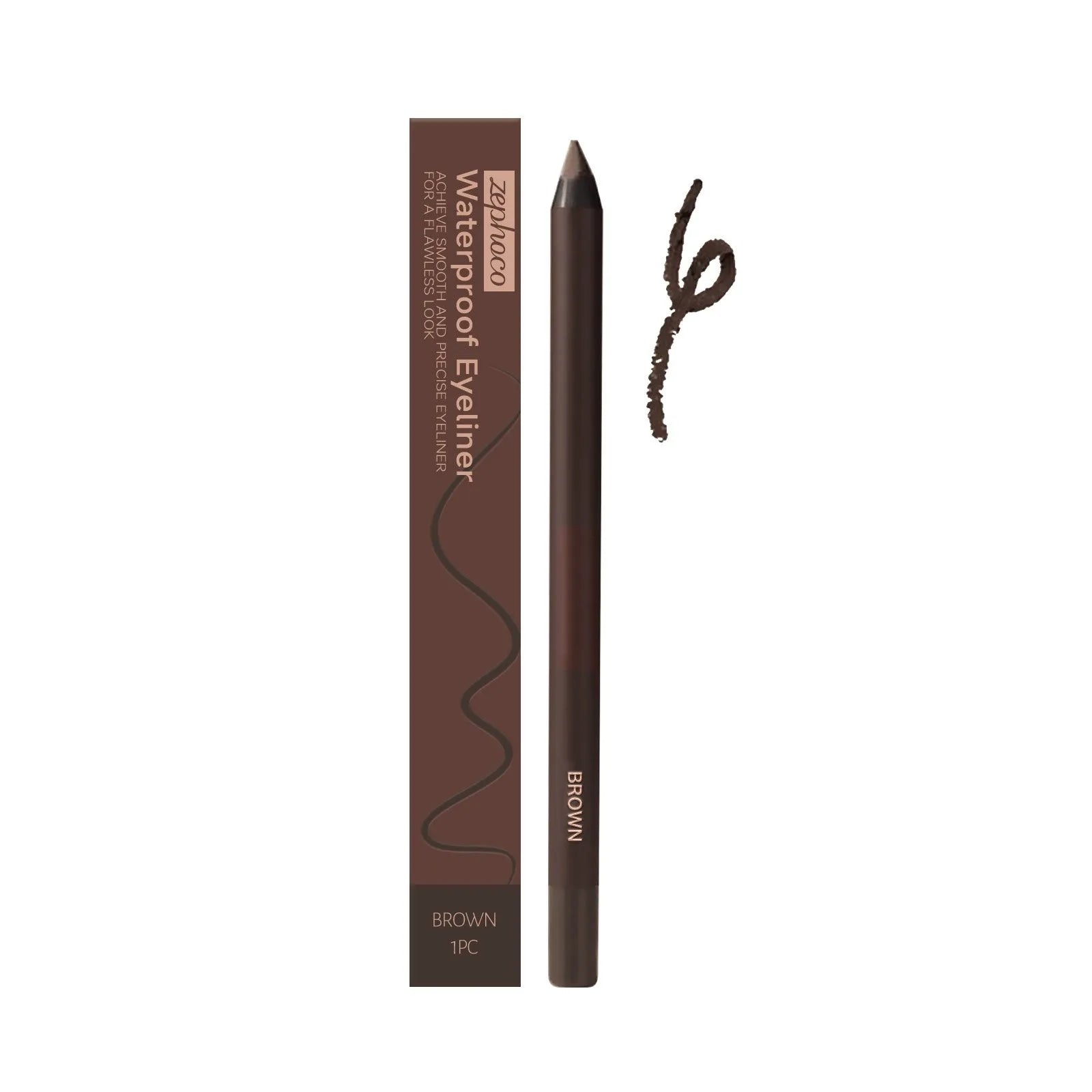 Waterproof eyeliner pen with precise applicator in seven colour options