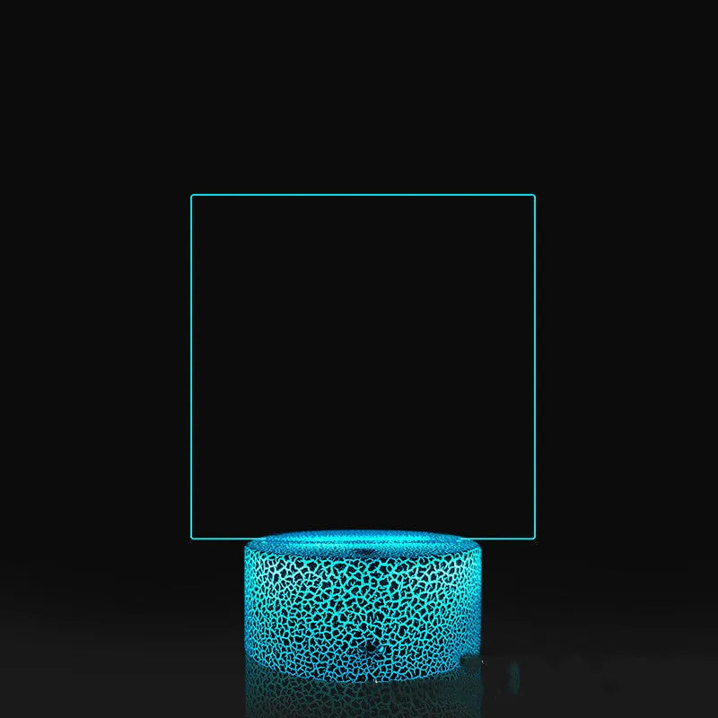 3D acrylic LED message board with touch control, black ABS base, USB cable, and stylus pen on desk