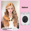 Lace front synthetic wig with long curly hair in American highlight gold colour