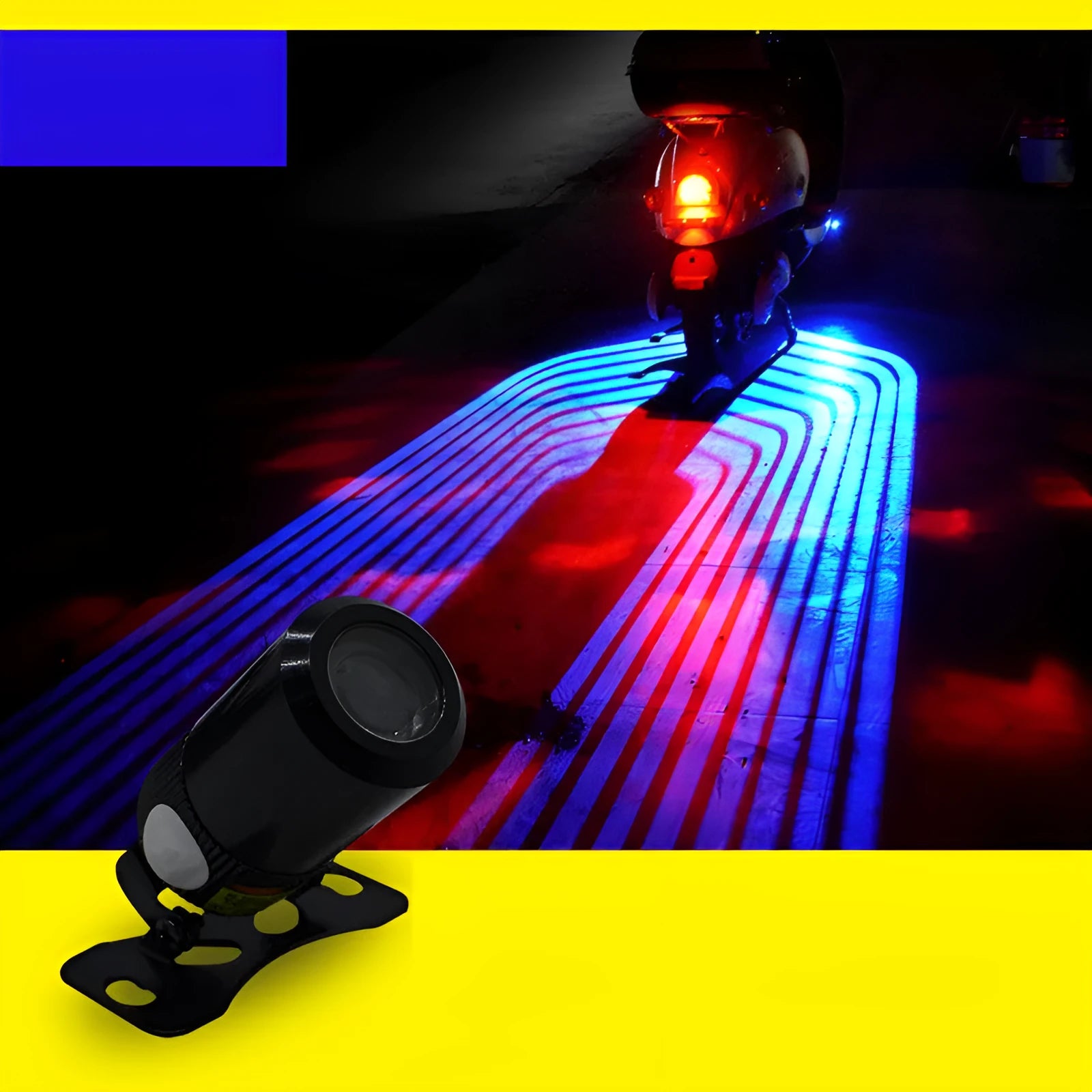 Motorcycle wing projection lamp with aluminium body, 1000 lumen LED, in blue colour