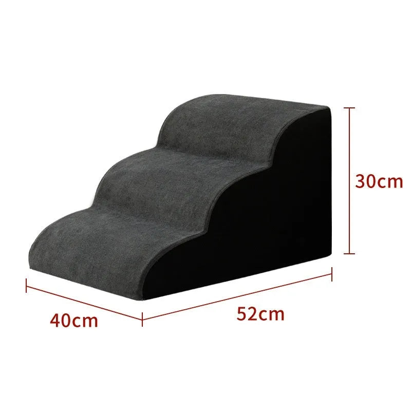 Wooden dog stairs with removable fabric cover in brown colour