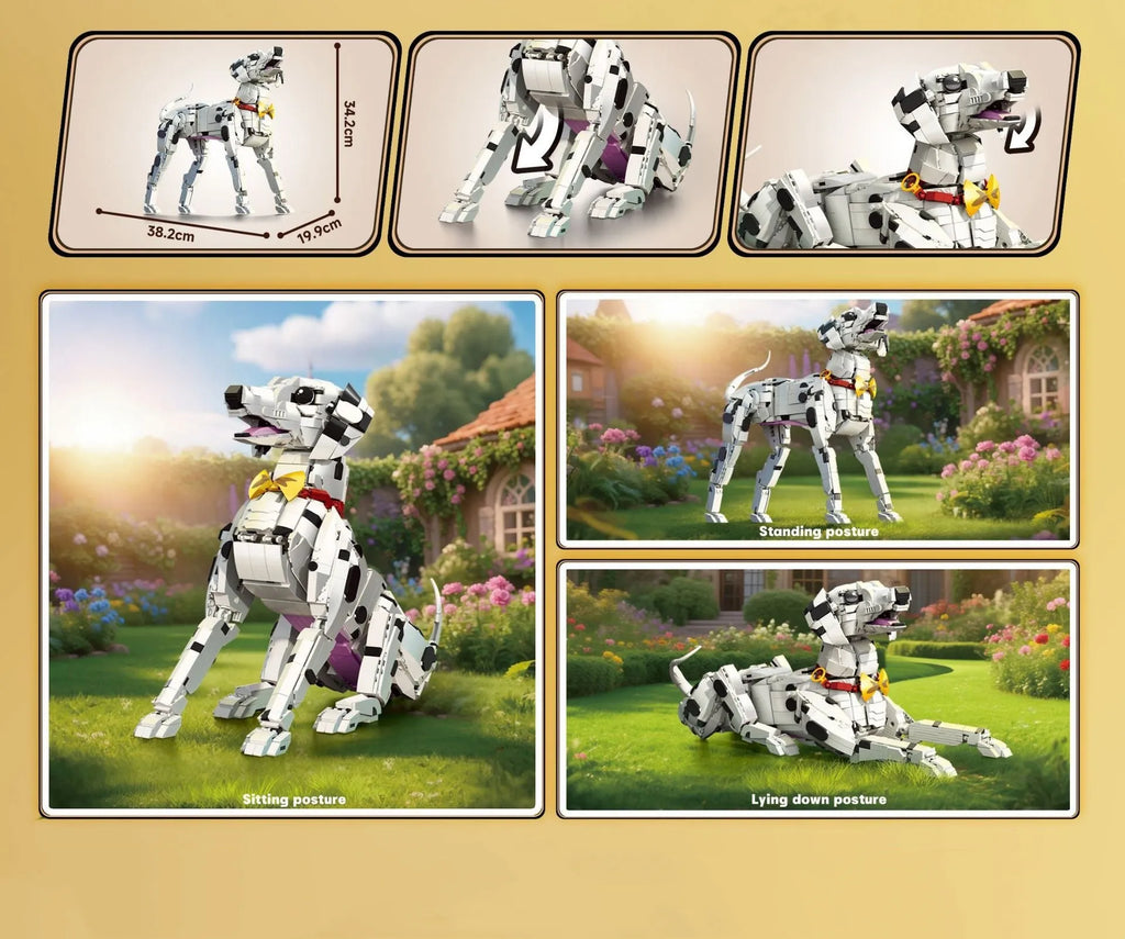 Animal spotted dog Dalmatian plastic building blocks toy in colour box packaging for children aged 7-14