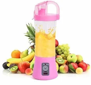 Blue portable electric handheld juicer blender with 400ml cup and USB charging port