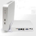 Mini computer host business desktop PC with Intel Core i5, 4GB RAM, and 64GB SSD showing front panel ports