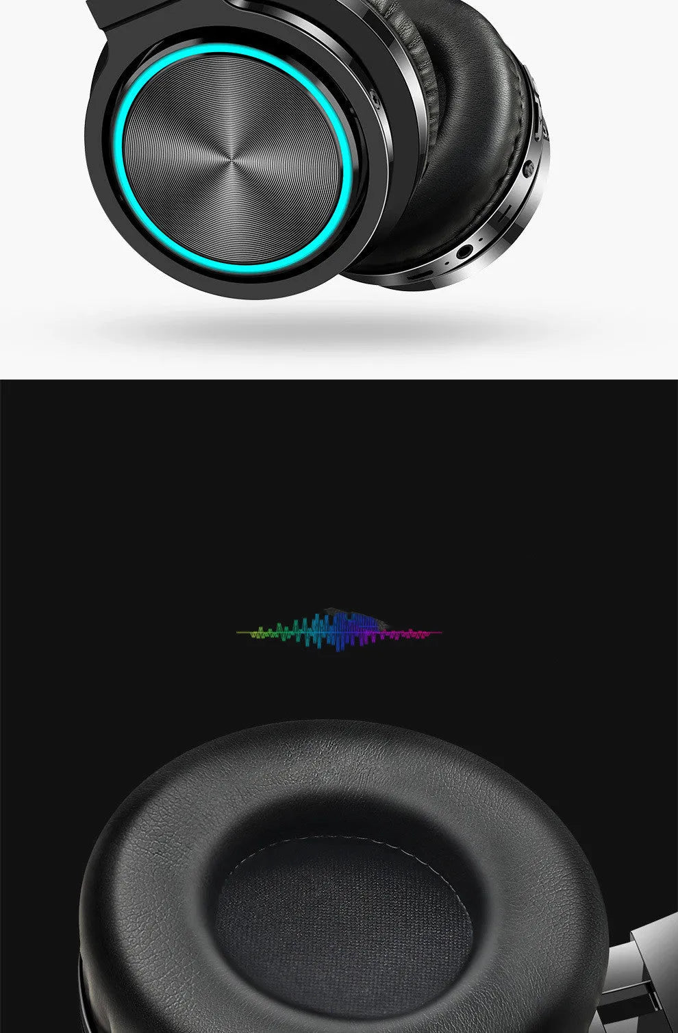 B12 wireless folding headset in black, red, and grey colour variants showing head-mounted design.