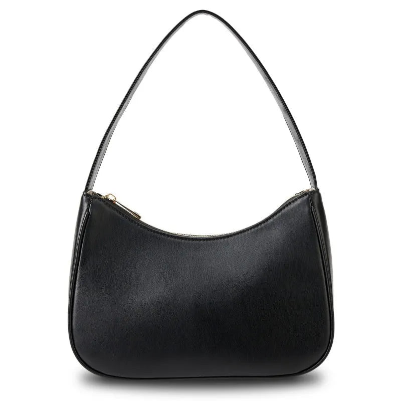 Simple retro waterproof PU shoulder bag in crossbody style shown in apricot colour.