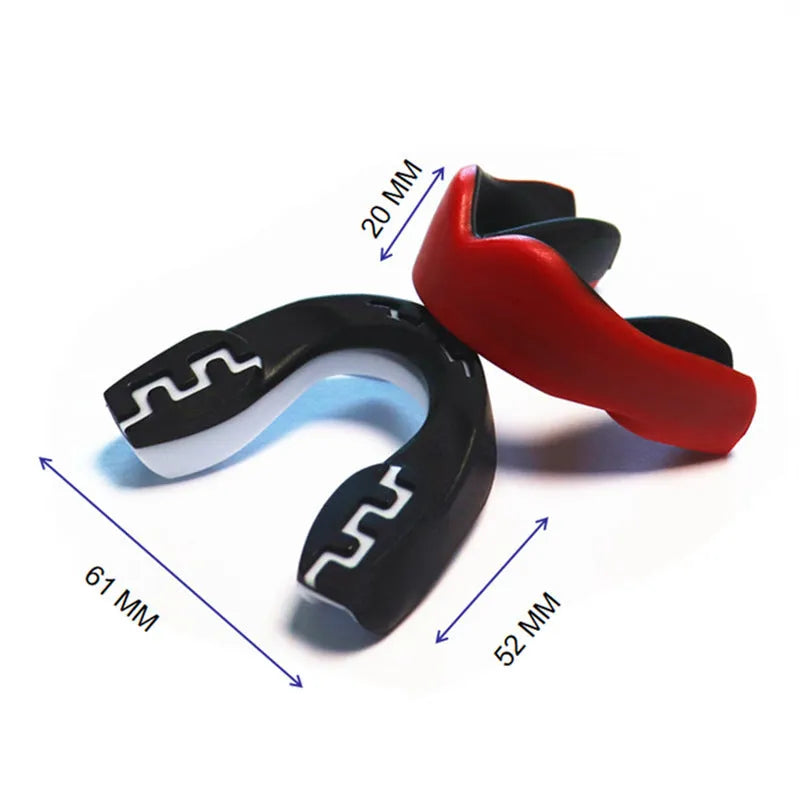 Adult boxing mouthguard with printed tooth design in black and white colour for martial arts training