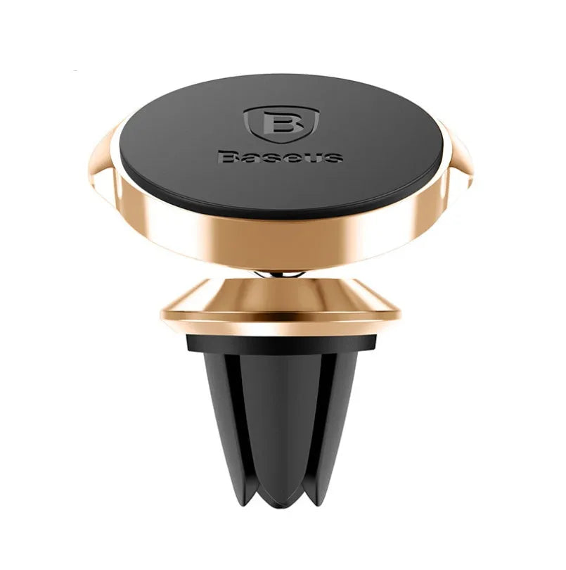 Magnetic car phone holder with 360 degree rotation for small air vents, black finish