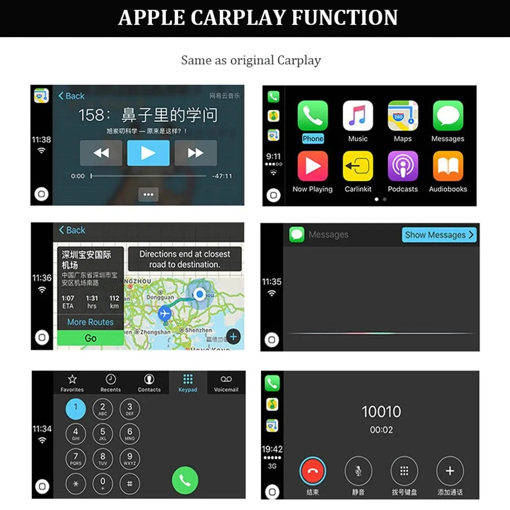 Black wireless CarPlay USB dongle adapter for iPhone and Android car stereo connectivity