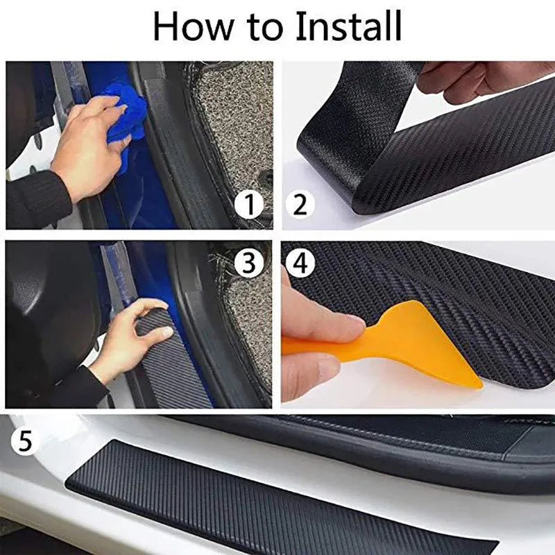 Matte carbon fibre roll for car door sill protection in various width options