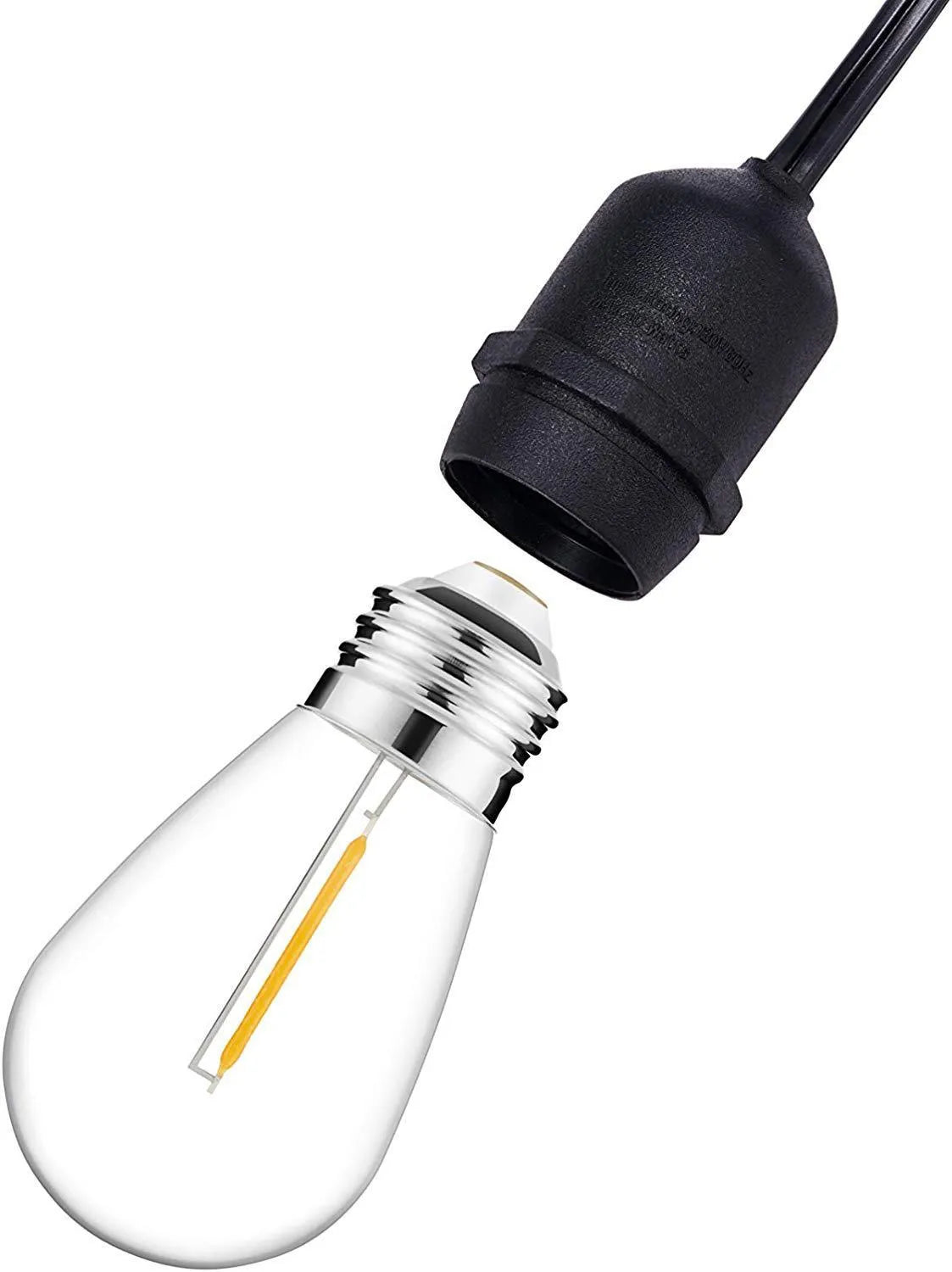 Waterproof solar-powered LED string lights for outdoor garden and patio decoration.