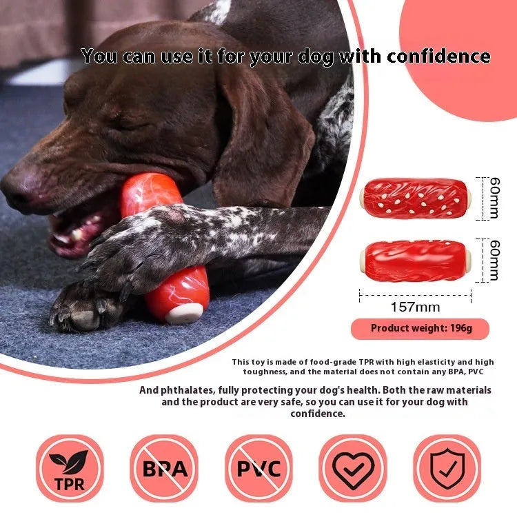 Plastic molar rod dog chew toy in a primary colour for small dogs.