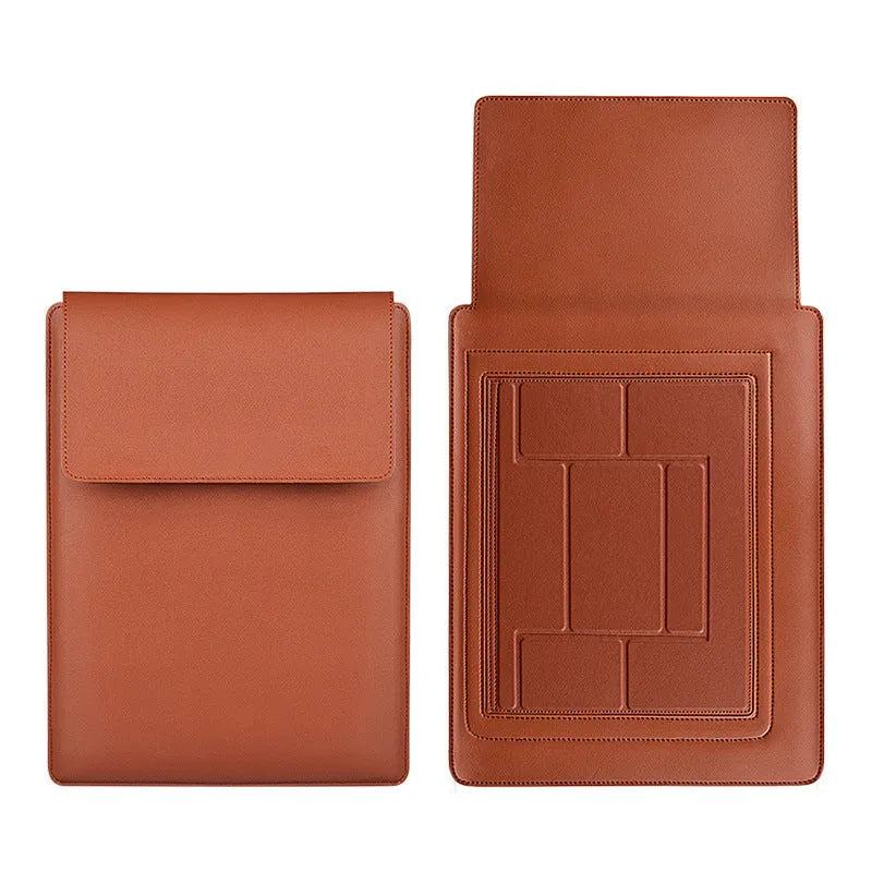Laptop protective holster bracket inner bag in leather texture PU, available for 13.3 to 15.4 inch laptops in yellow army green black