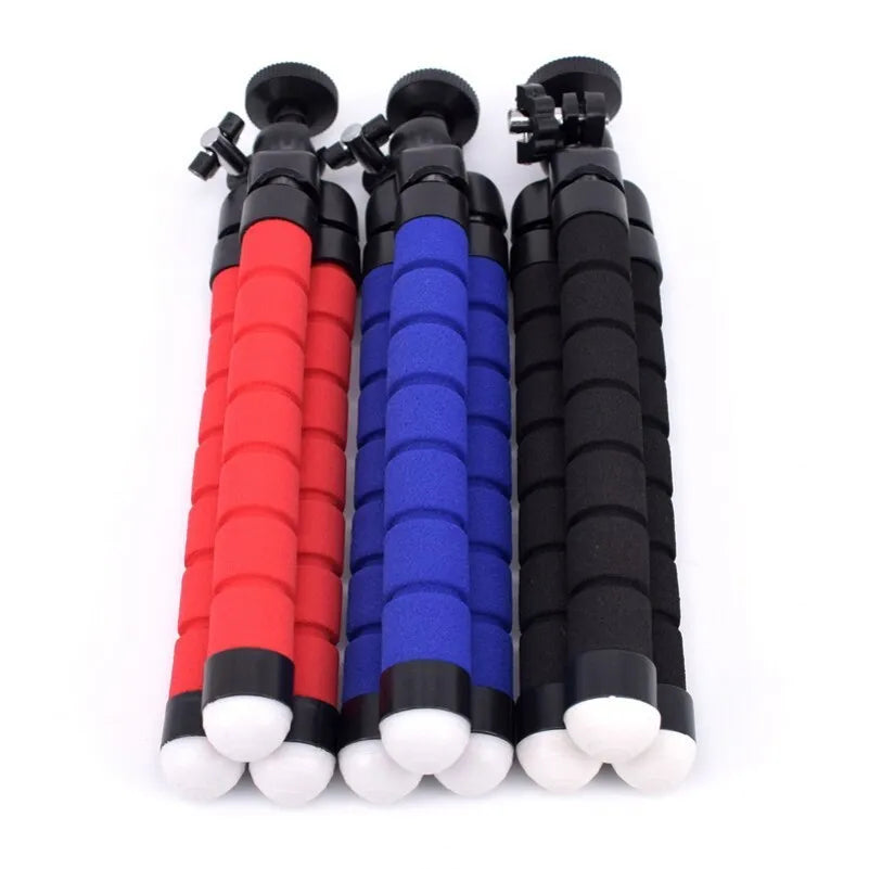 Flexible octopus tripod with wrapped legs holding smartphone, showing black colour option