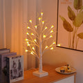 60cm tall white mushroom tree LED lamp with detachable flowers on a birch-style base.