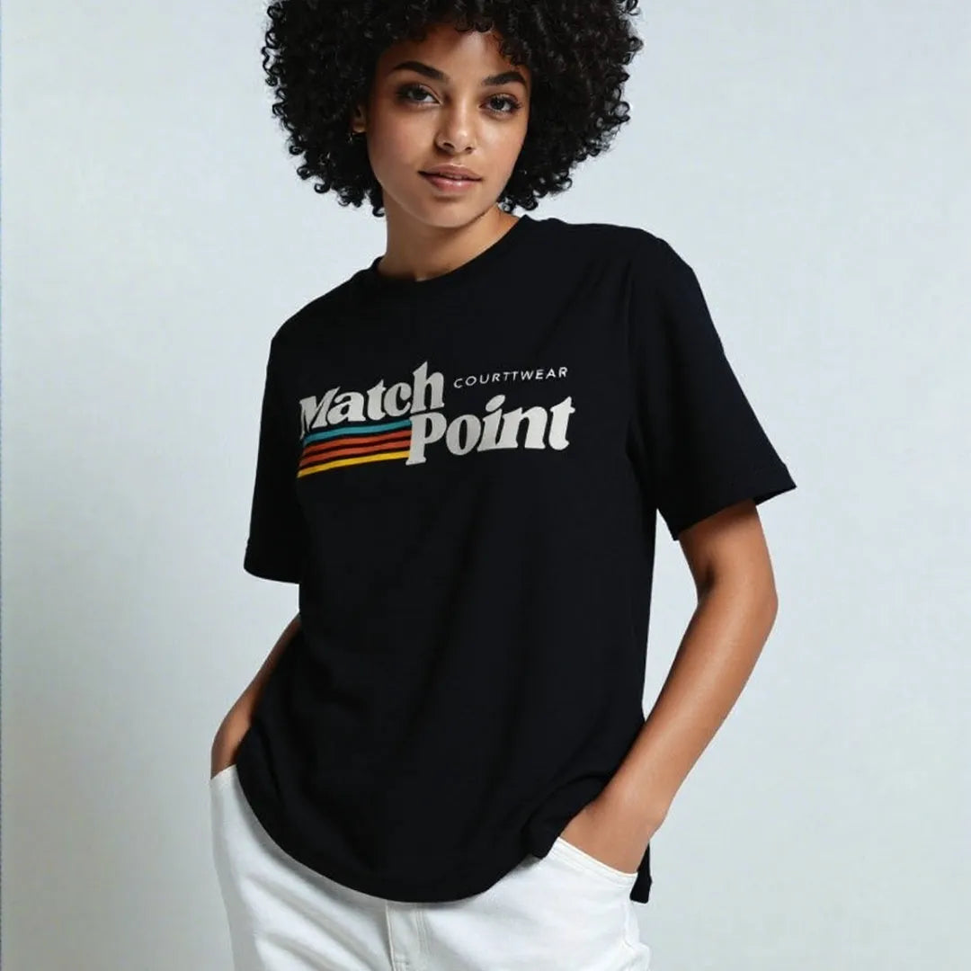 Black men's t-shirt with a 3D digital print pattern on the front, featuring short sleeves and a round neck.
