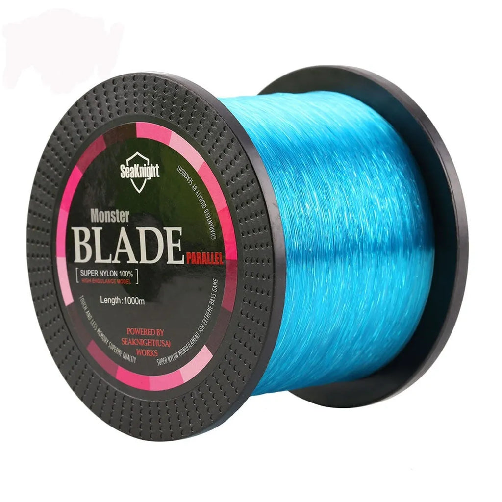 Seaknight1000 nylon fishing line spool in multiple colour options showing diameter size markings