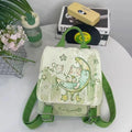 Mint Mambo green cute polyester backpack with spliced design, external sandwich pocket, 23x10x25cm size