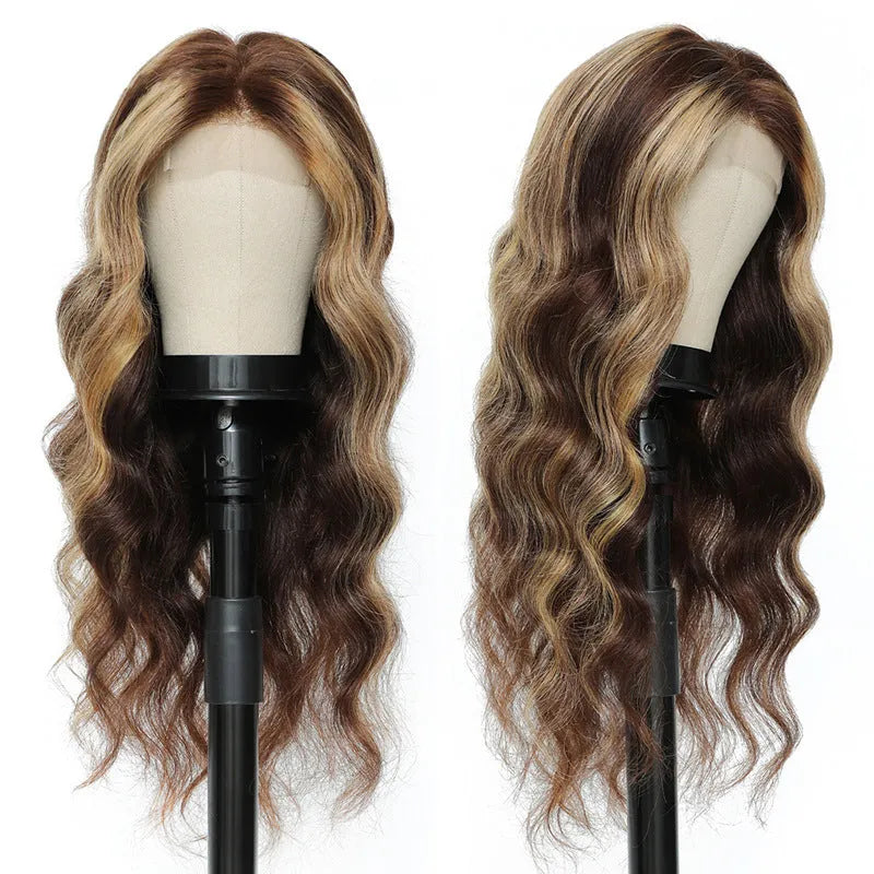 Real human hair front lace wig P4 27 piano colour fully hand-woven for ladies