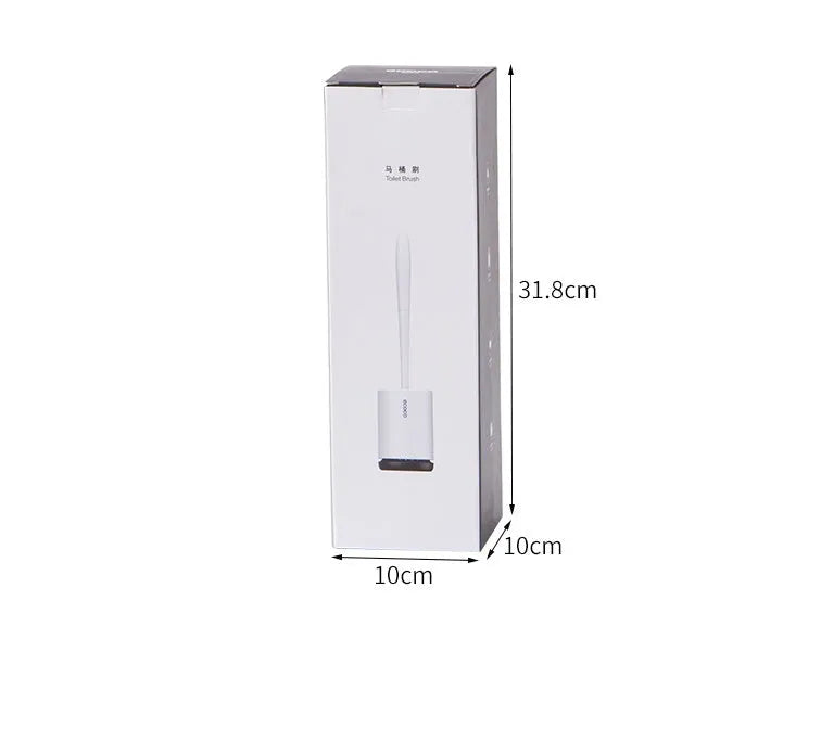 White and black non-stick TPR toilet brush with hollowed plastic body, 41cm tall, floor standing style