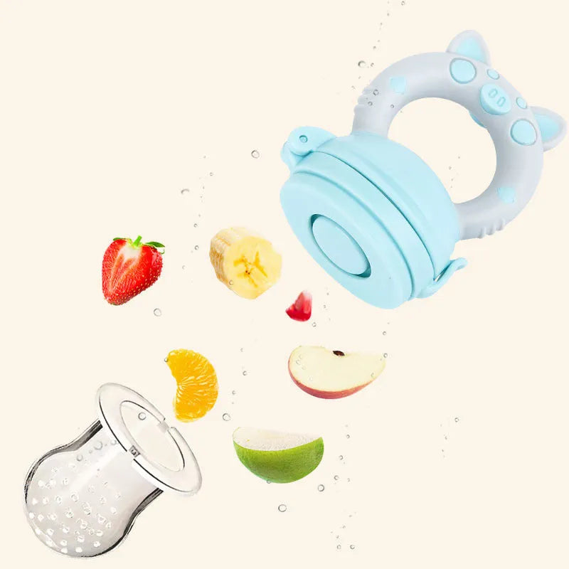 Blue, green, and pink silicone baby teethers showing single and triple mouthpiece styles