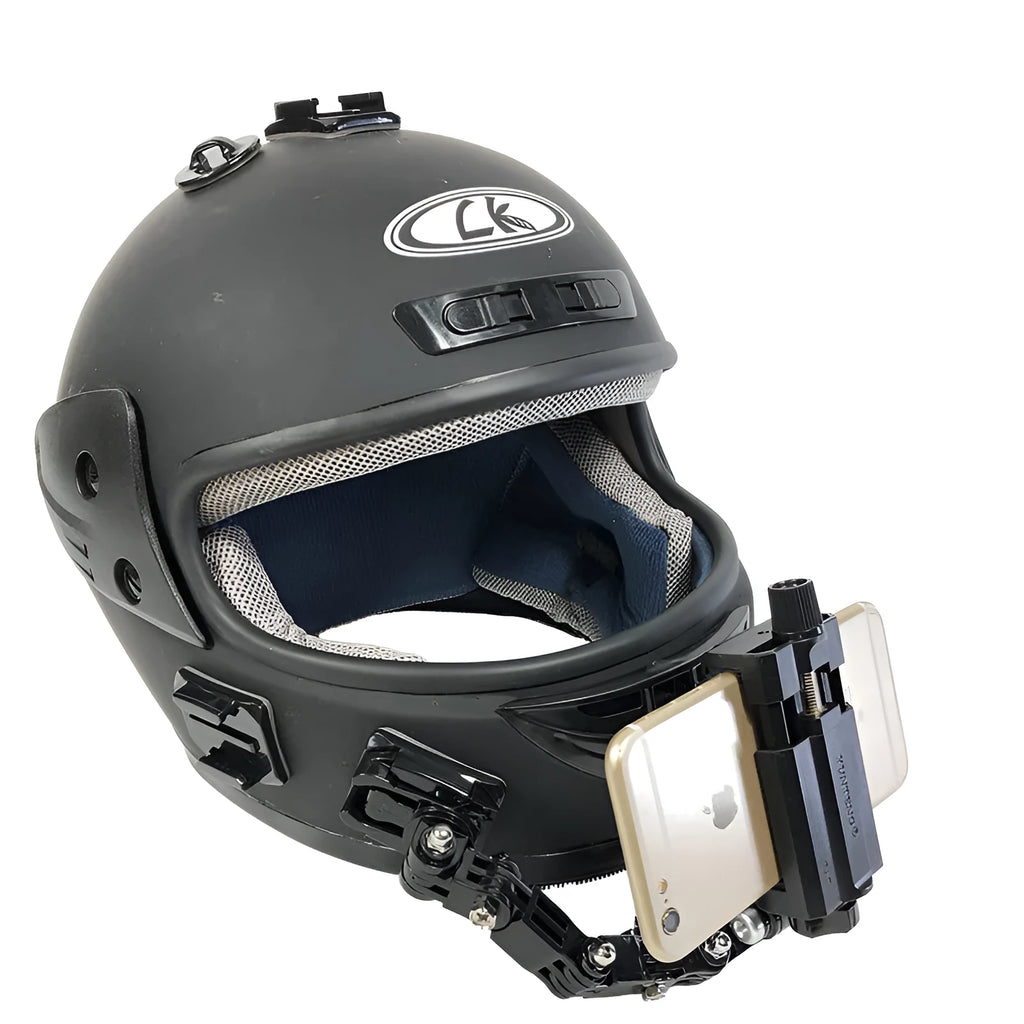 Black ABS stainless steel camera bracket for motorcycle helmet mobile phone holder