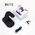 Three-in-one fast wireless charging station for mobile phones, smartwatches, and headphones in black or white