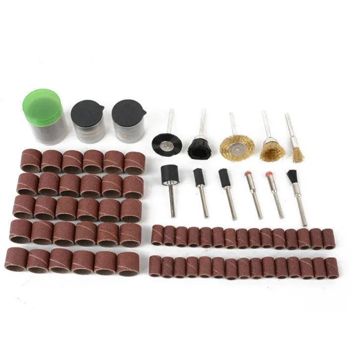 150-piece electric grinder accessory set with steel copper sand diamond wool materials