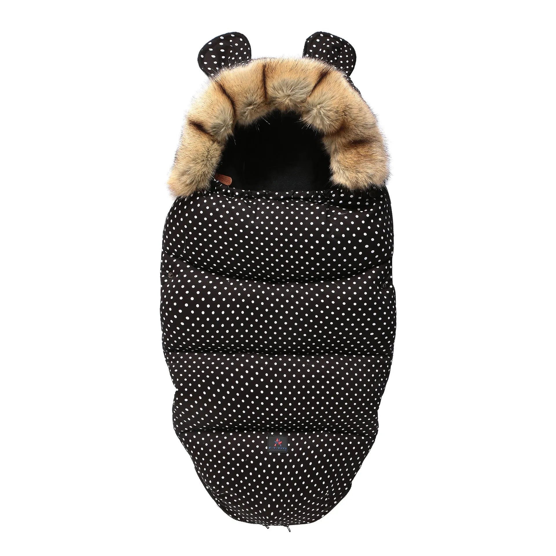 Baby warm cocoon style sleeping bag on a neutral background demonstrating solid colour design with zip closure