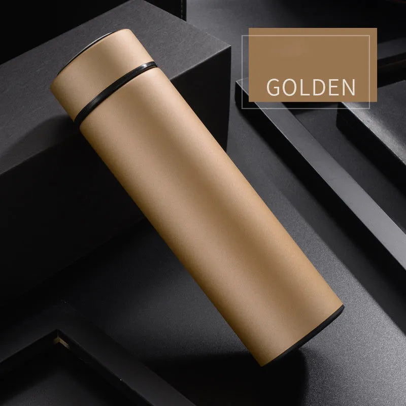 450ml stainless steel vacuum water bottle with arrow mouth in black, red, gold, and blue colour options.