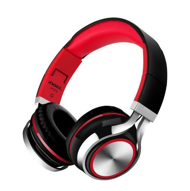 Folding Bluetooth headphones with 40mm drivers in black, blue, or white colour options showing dual connectivity with 3.5mm jack