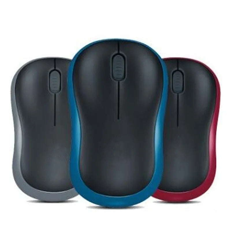 Compact wireless mouse in blue with 1200dpi optical sensor and USB receiver for desktop and notebook use