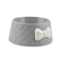 PP plastic pet bowl with bow and animal face design in pink, green, or grey colour options