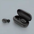 Black true wireless Bluetooth earbuds with stereo sound and multi-point connectivity