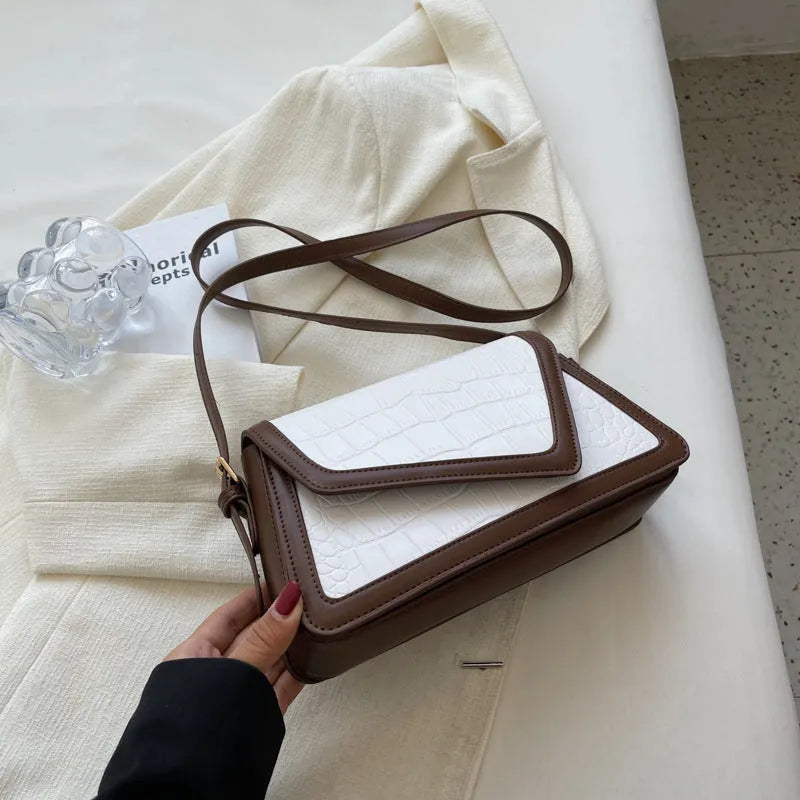 Stone pattern square shoulder bag in PU material with urban simplicity style
