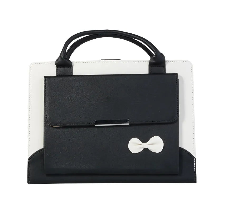 Imitation leather iPad protective case wallet with sleep function in black