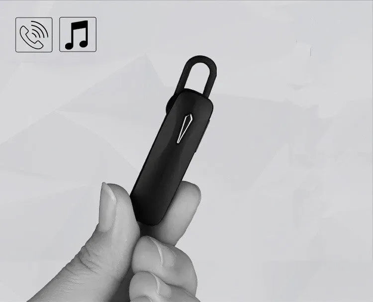 M163 car Bluetooth headset in black or white with control buttons for calls and music