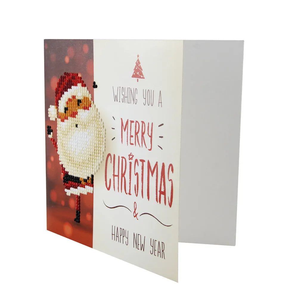 Christmas DIY diamond painting greeting cards set with 5D resin diamonds in 15x15cm folded size on cardboard base