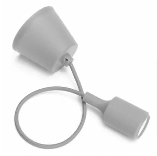 Silicone pendant lamp holder adaptor with 50cm cable for E26/E27 bulbs in multiple colours