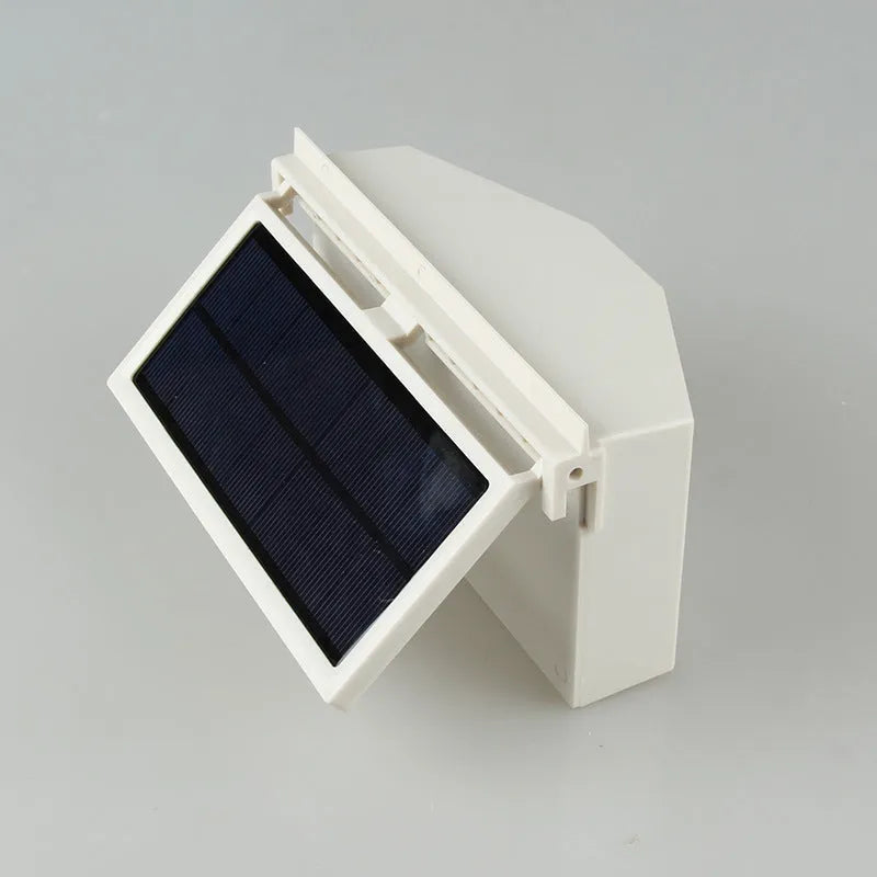 2W solar car exhaust fan with three-speed control and 800 mAh battery, white plastic blades