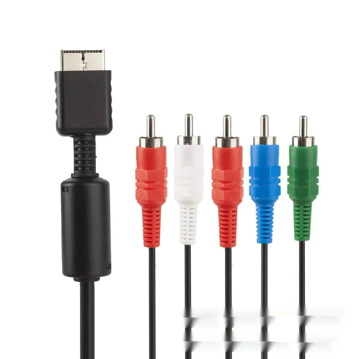 Black 1.8m nickel plated AV component cable with red green blue video and red white audio RCA plugs for PS2 PS3