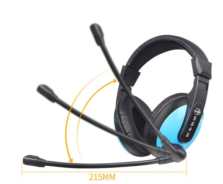Blue and red wired gaming headset with 40mm speakers, omnidirectional microphone, and detachable cable