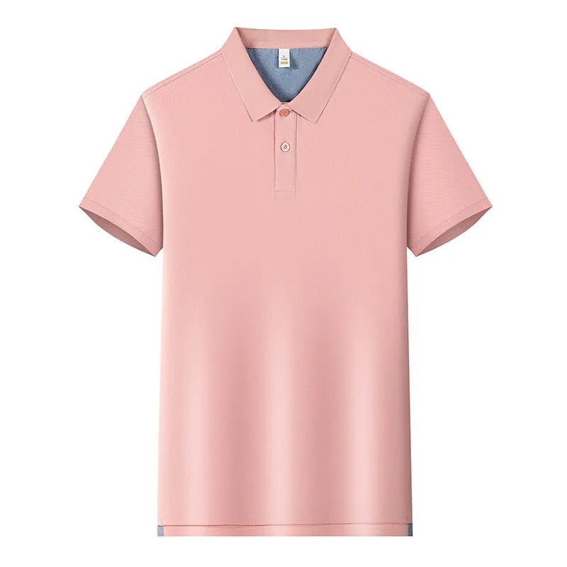 220g Back of Turtle split solid colour polo collar t-shirt in cotton blend fabric