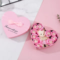 Heart-shaped red gift box containing natural fragrance soap roses for handwashing and bathing
