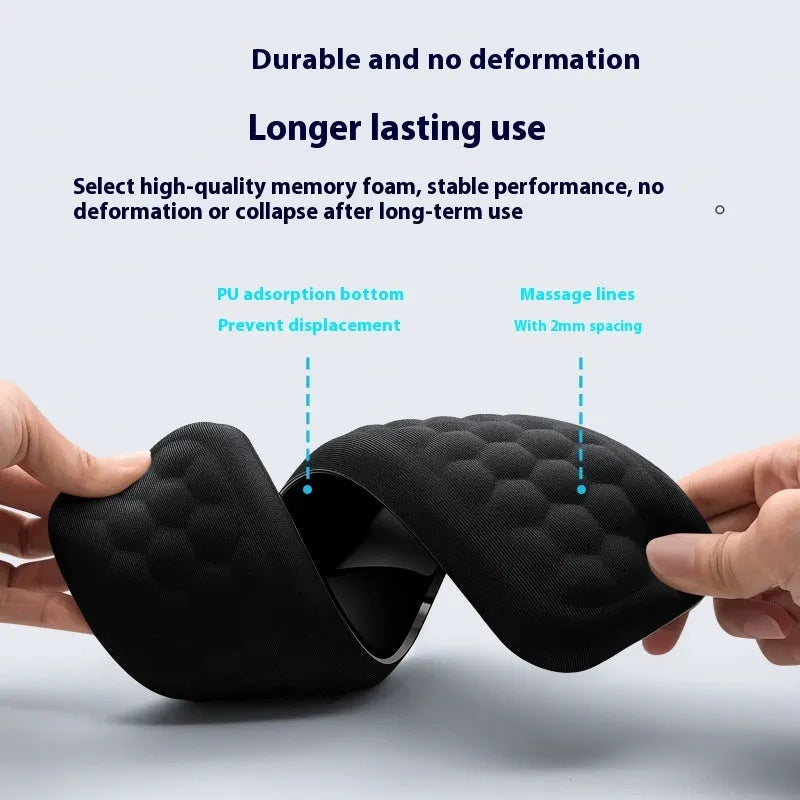 Memory foam computer wrist pad with silicone anti-slip base in cloth or leather cover options