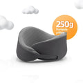 Light grey U-shaped memory foam neck pillow on a white background.